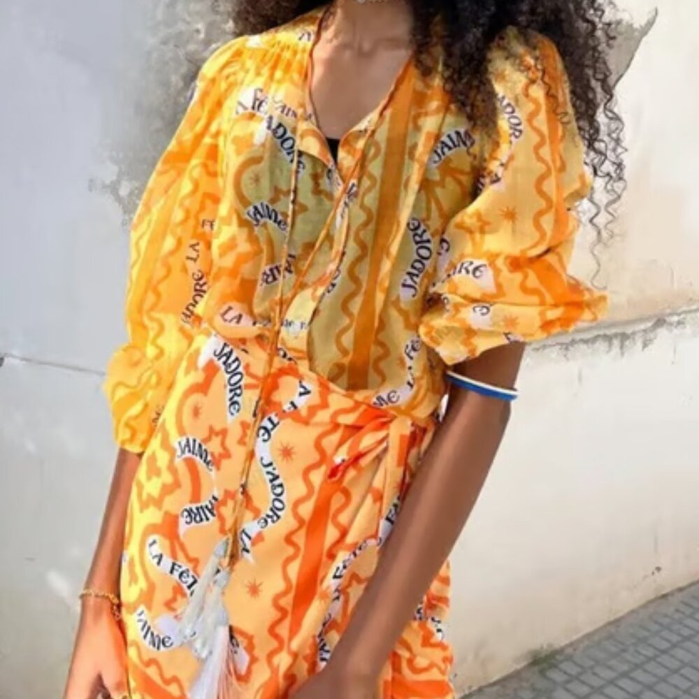 EUC Never Fully Dressed Yellow J'adore Shirt US Size 22